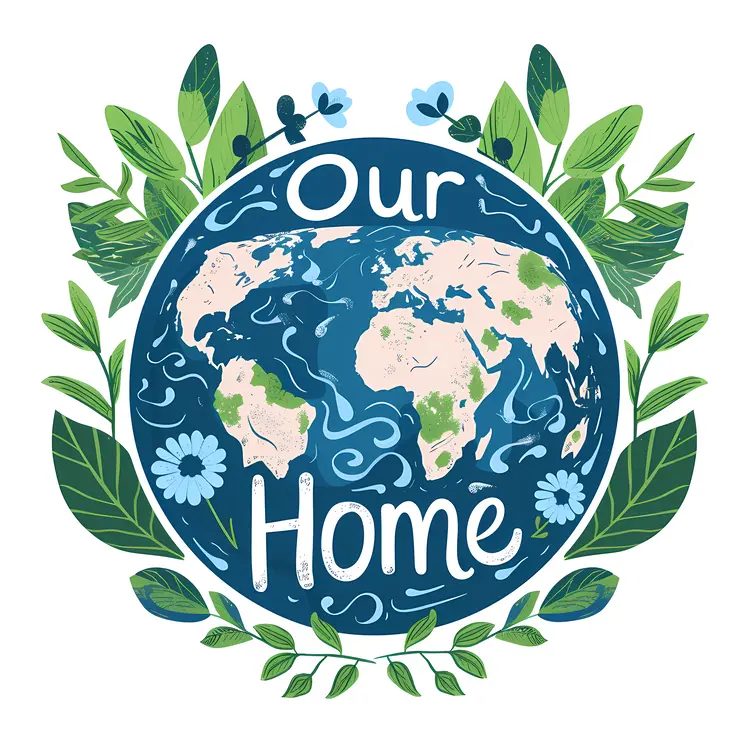 Our Home Earth with Blue and Green Design