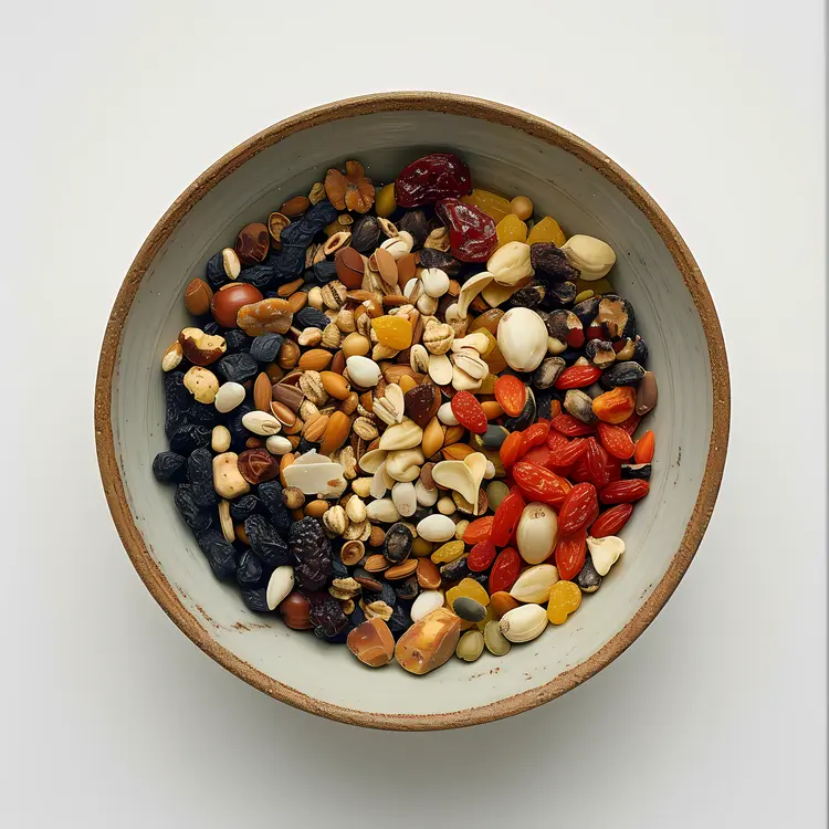 Healthy Mixed Nuts and Dried Fruits in a Bowl