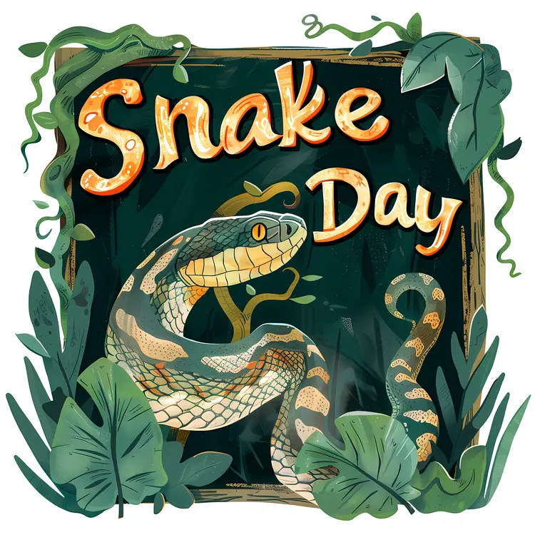 Snake Day Celebration with Snake and Leaves