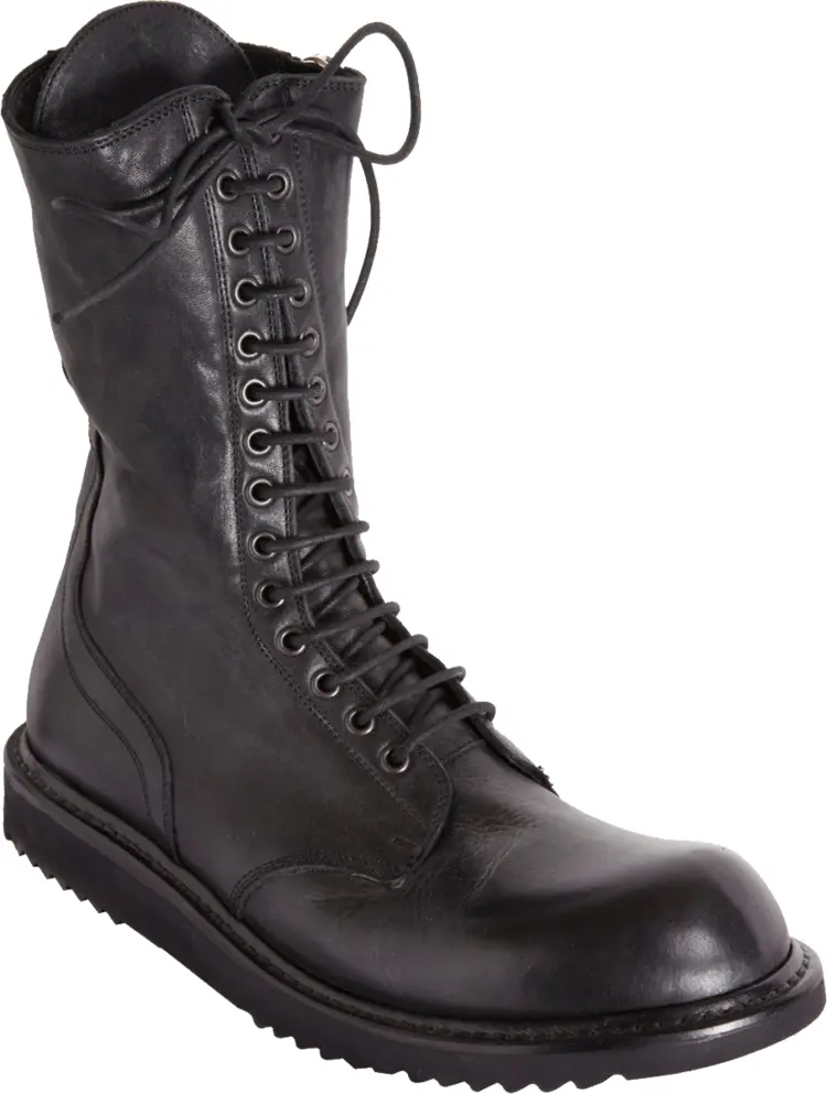 Black Leather Lace-up Boot