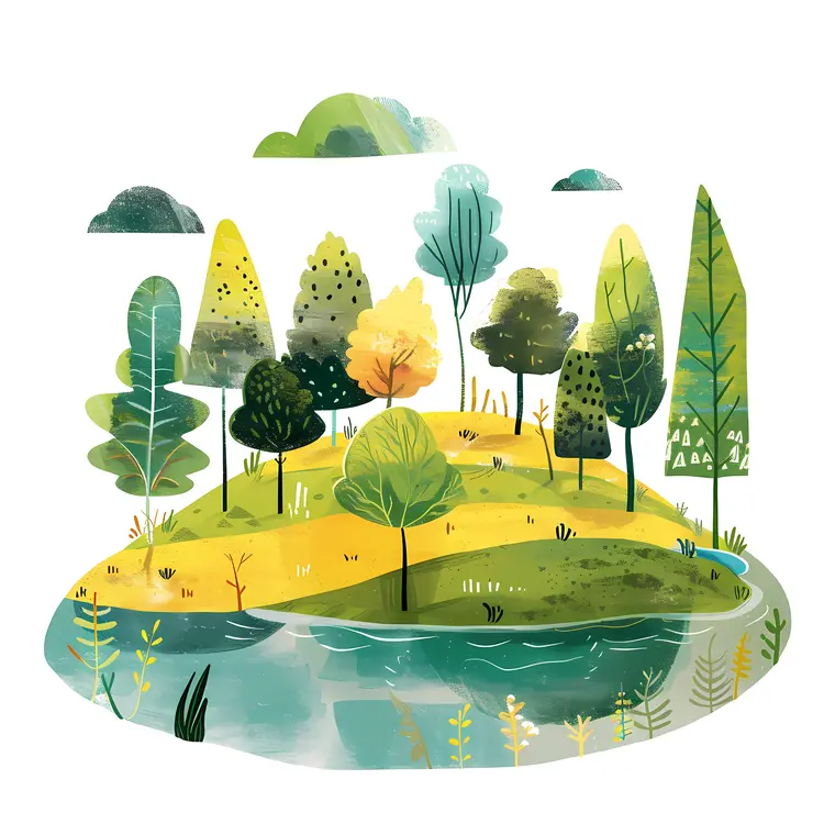 Forest and Lake in a Peaceful Setting