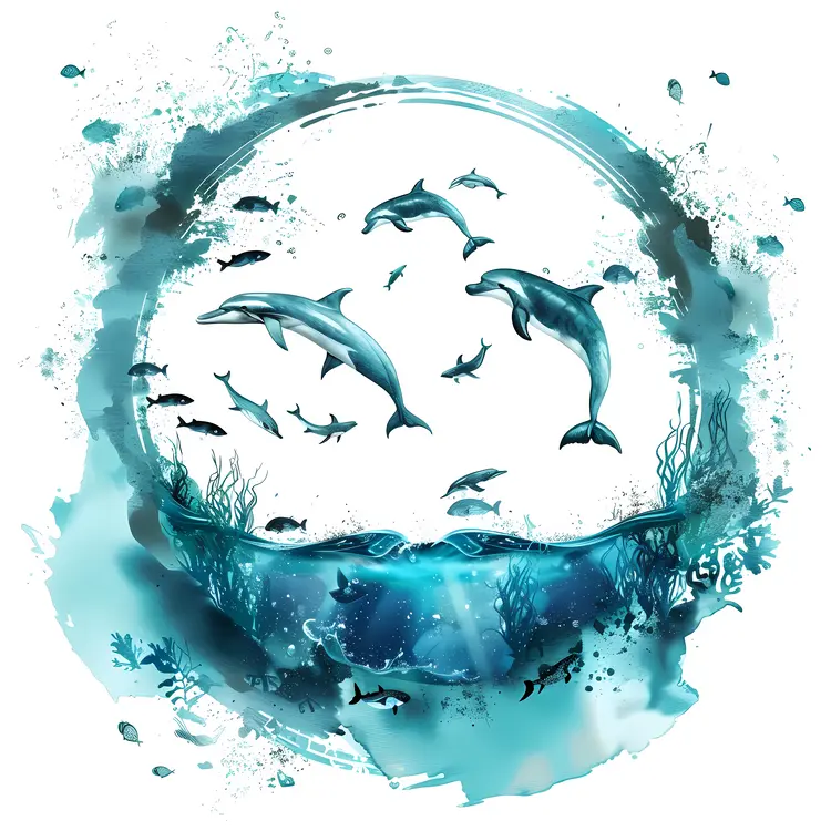 Dolphins Swimming in the Ocean