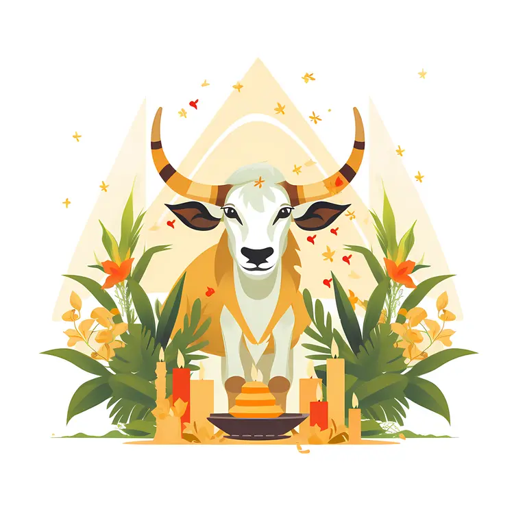 Cow with Candles and Flowers