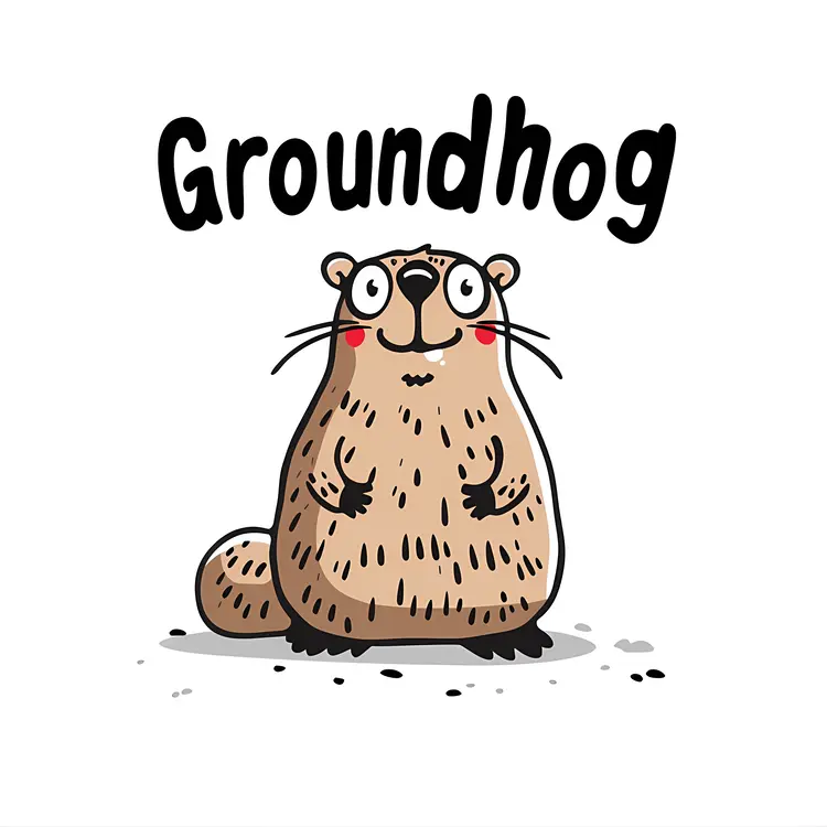 Cute Groundhog Cartoon Illustration for Groundhog Day