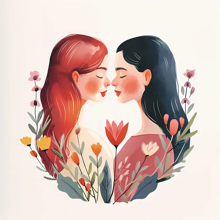 Two Women with Flowers