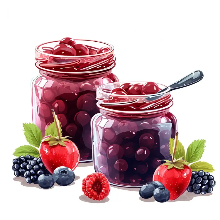 Berry Preserves in Jars
