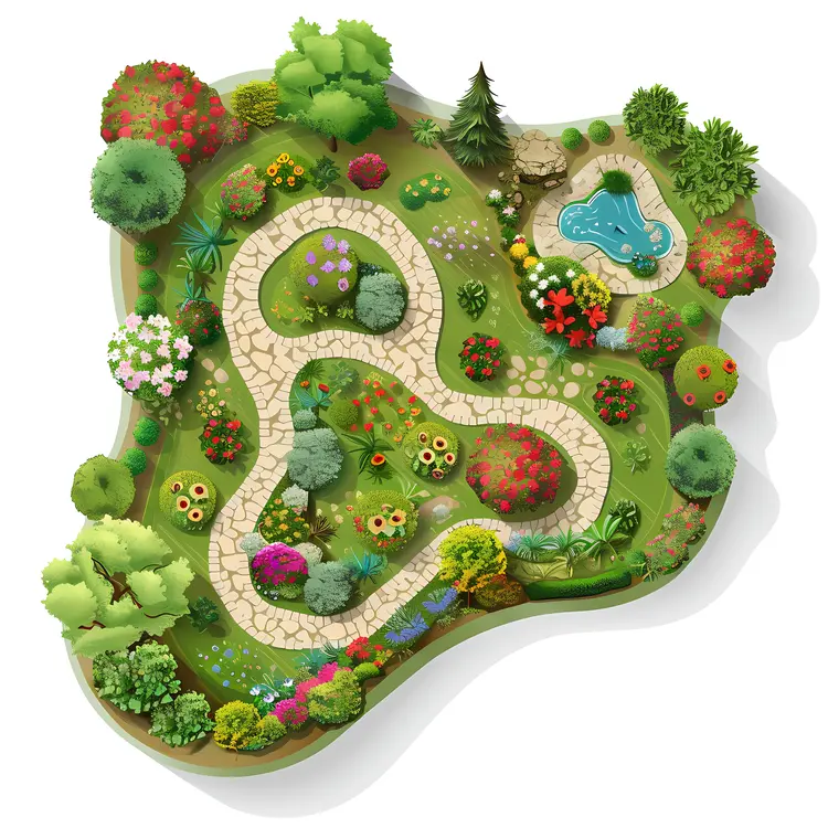 Beautiful Garden with Path Illustration