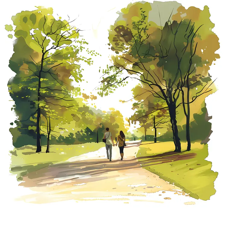 Couple Strolling in Green Park