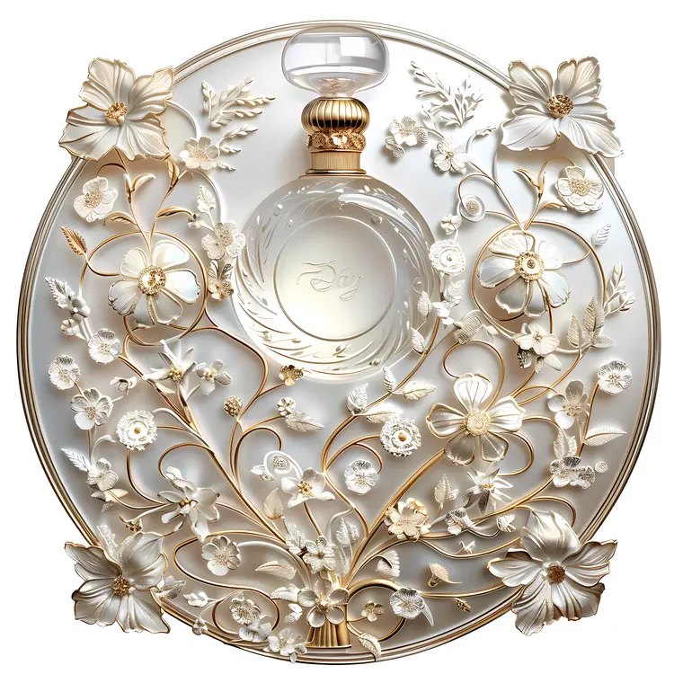 Elegant Clear Perfume Bottle with Floral Design