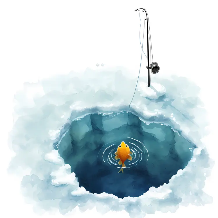 Goldfish in Ice Hole