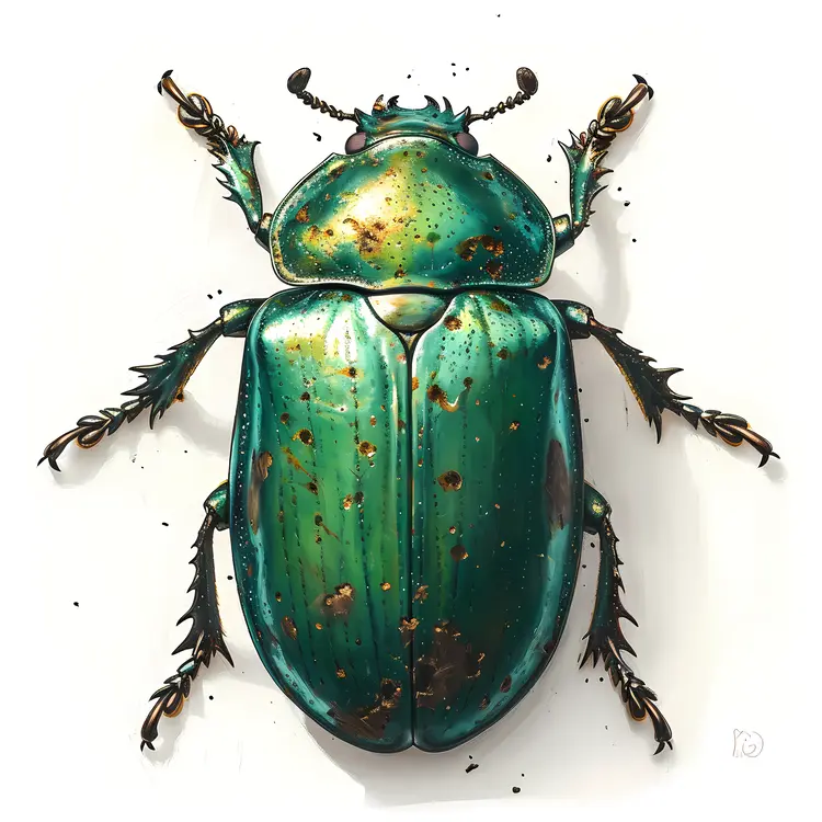 Green Beetle with Detailed Patterns