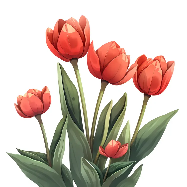 Red Tulips in Bloom