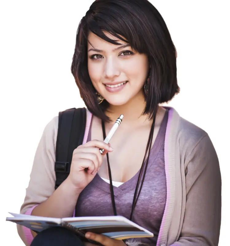 Smiling Girl Holding Notebook