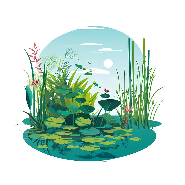 Serene Pond with Lilies