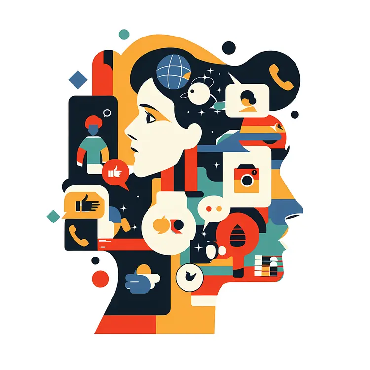 Abstract Face with Social Elements