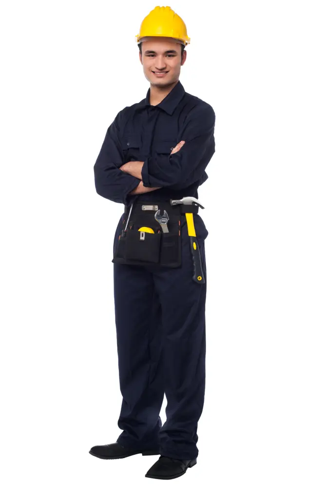Construction Worker in Blue Uniform