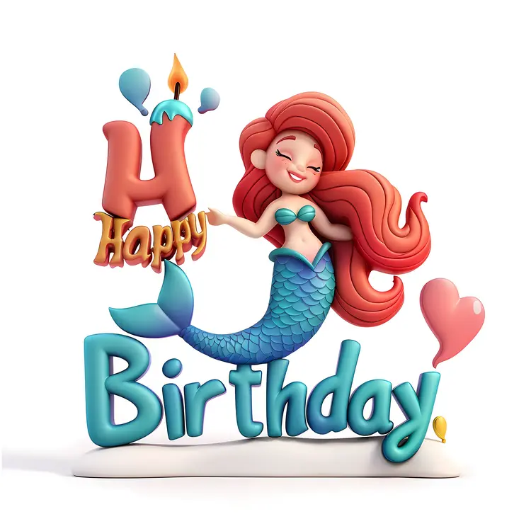 Mermaid with Happy Birthday Sign