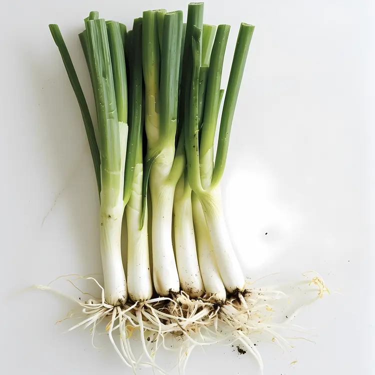 Fresh Green Onions with Roots