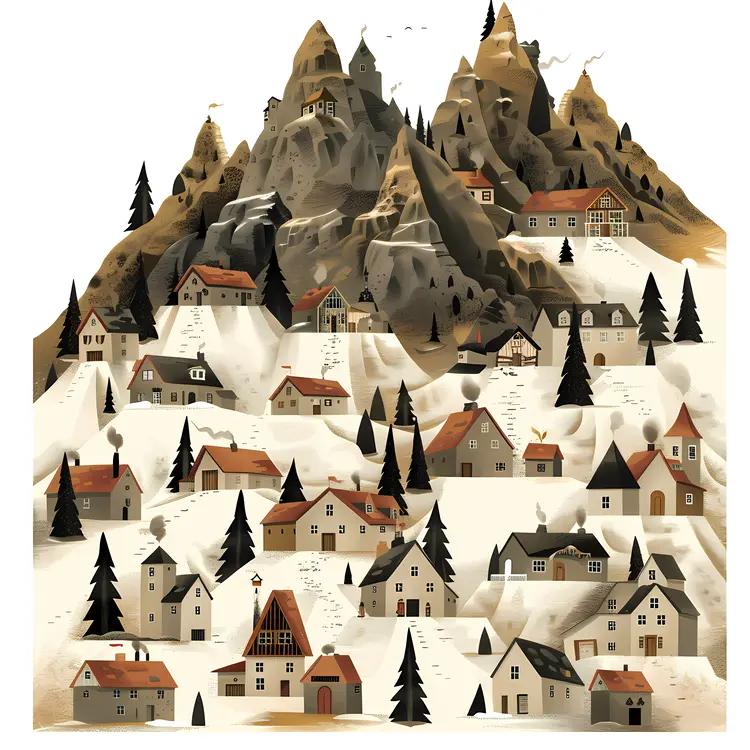 Mountain Village in Winter
