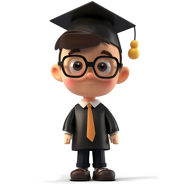 Cute Graduation Boy in Cap and Gown