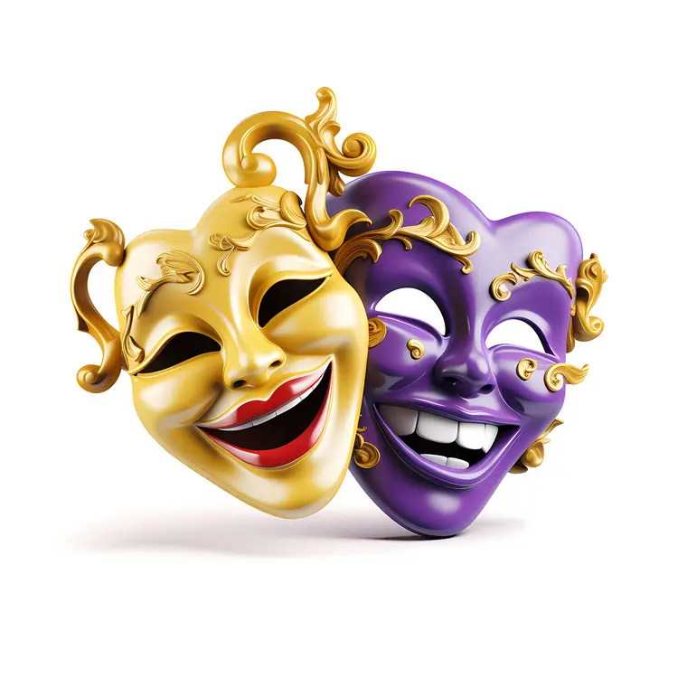 Comedy and Tragedy Masks for Mardi Gras