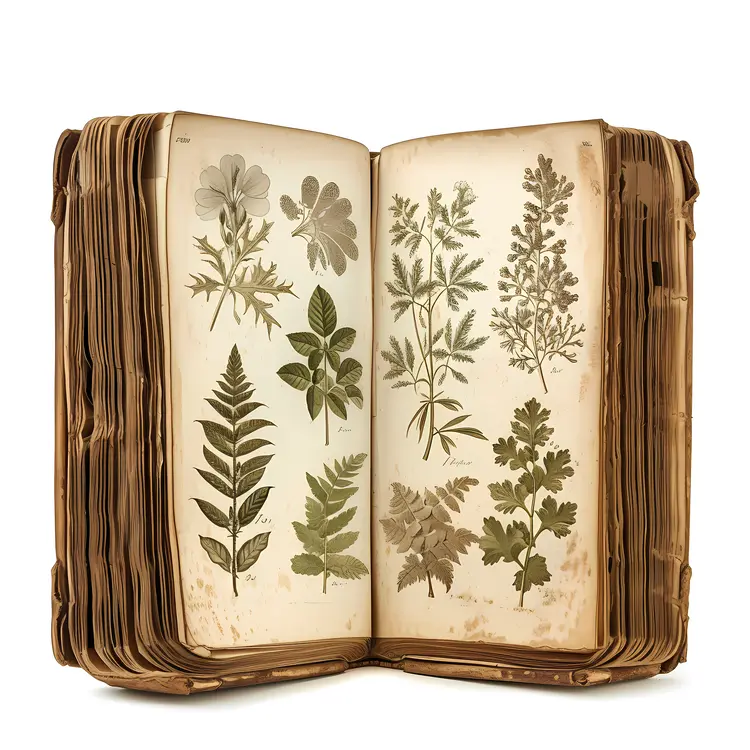 Botanical Book with Plant Illustrations