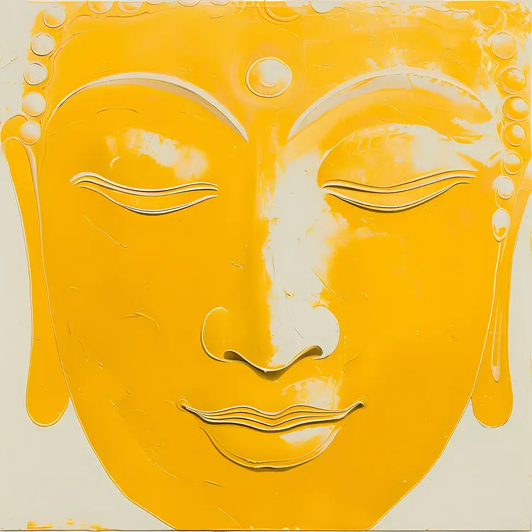 Yellow Buddha Face in Peaceful Meditation