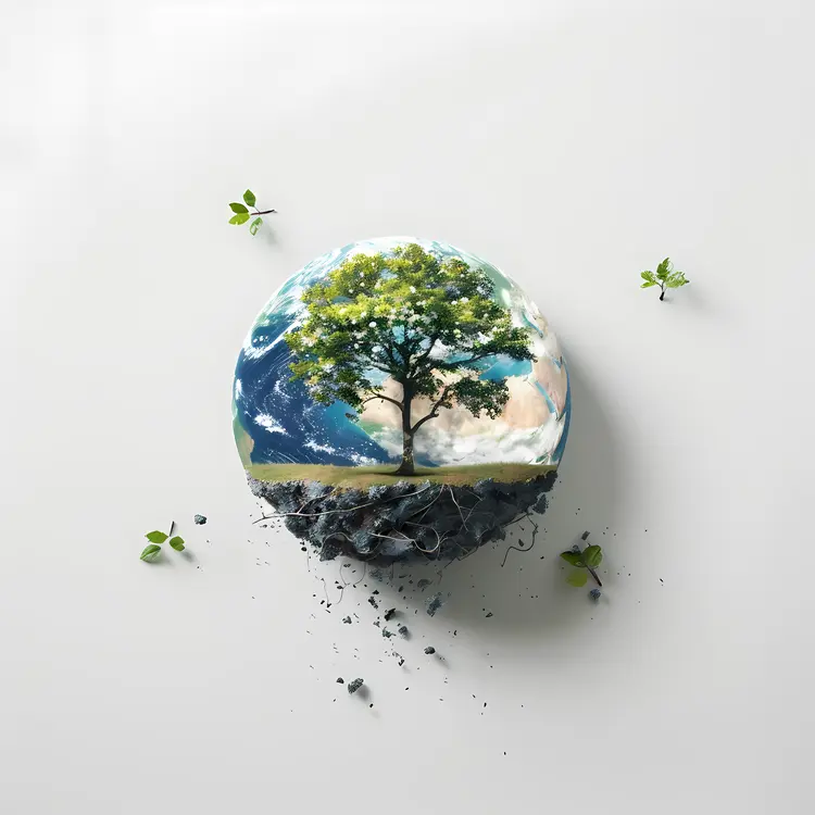 Tree Growing on a Globe