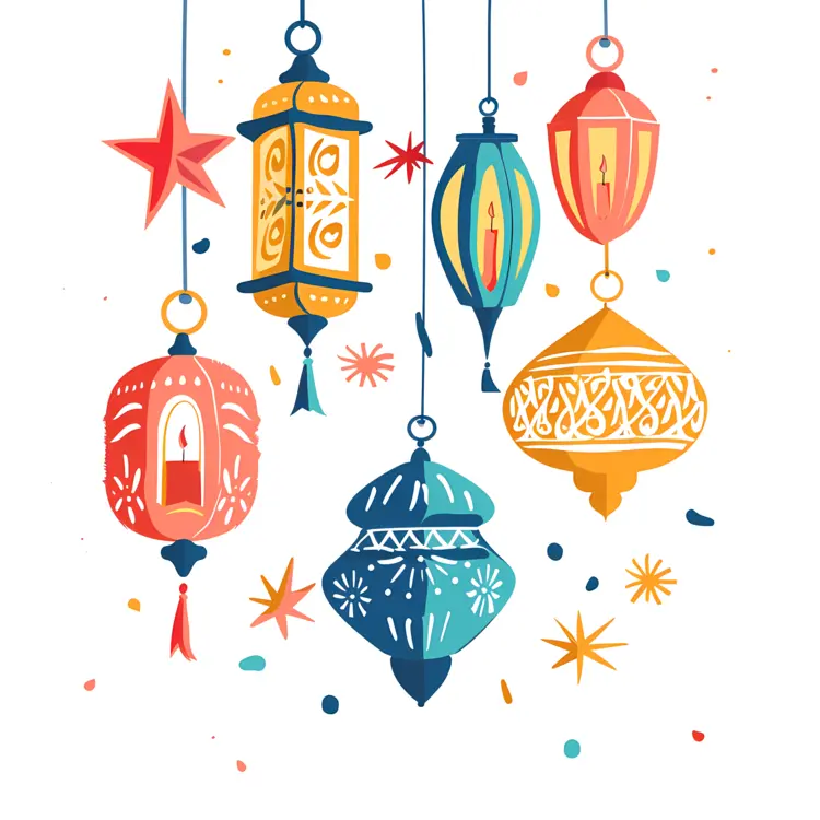 Colorful Islamic New Year Lanterns