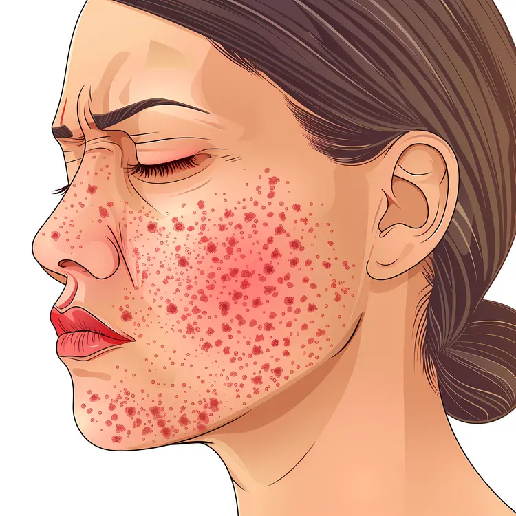 Face with Red Acne Illustration