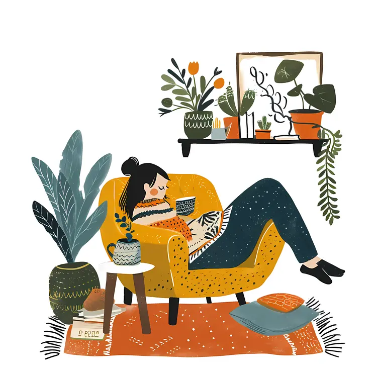 Woman Relaxing in a Cozy Chair