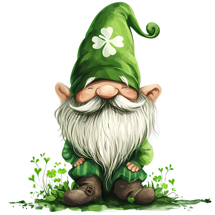 Green Gnome with Shamrock Hat