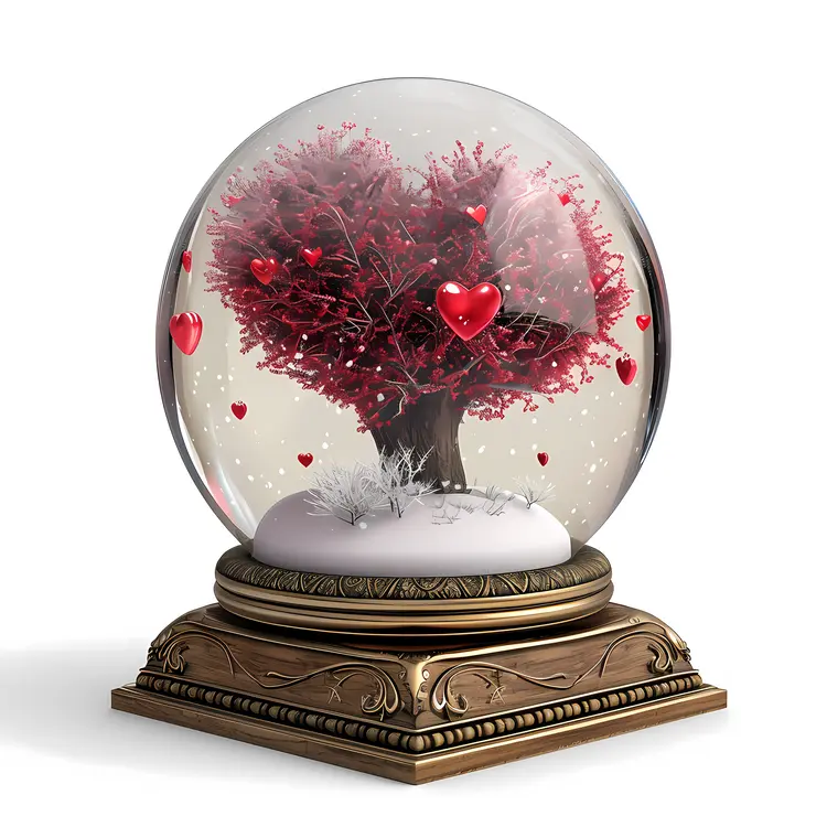Heart Tree in Snow Globe