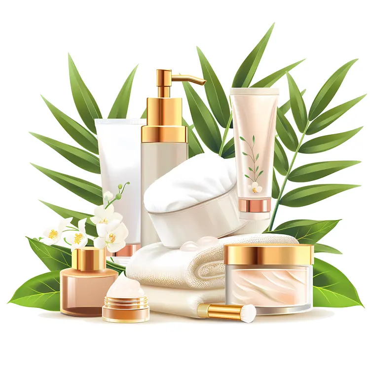 Assorted Skincare Products with Natural Elements