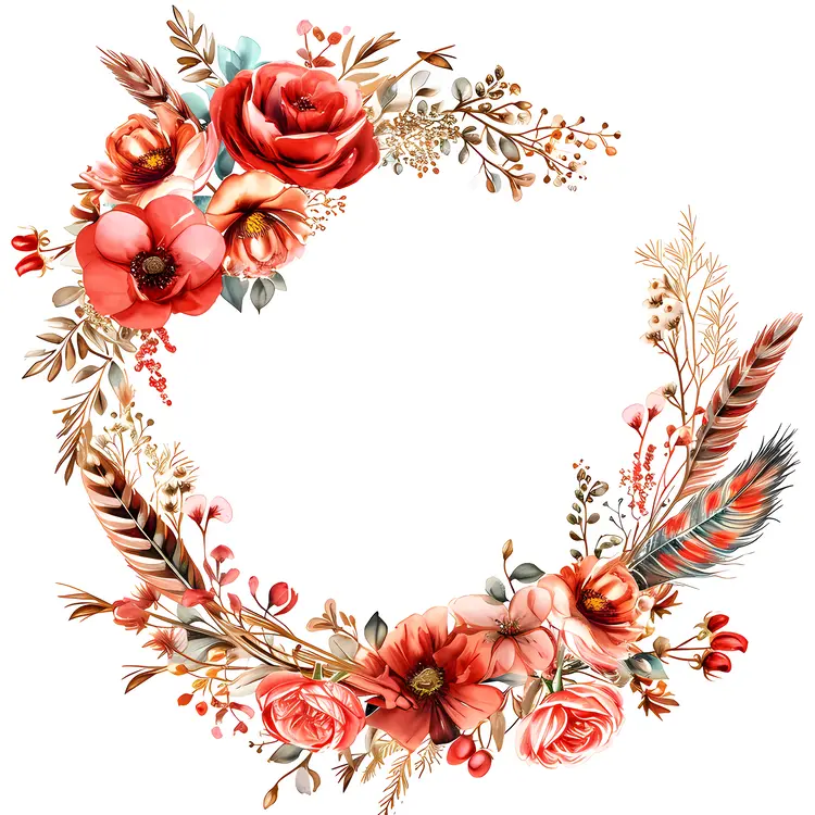 Charming Red Floral Wreath