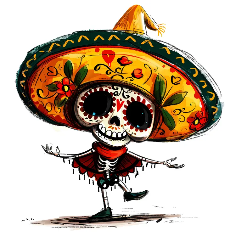 Festive Skeleton with Sombrero