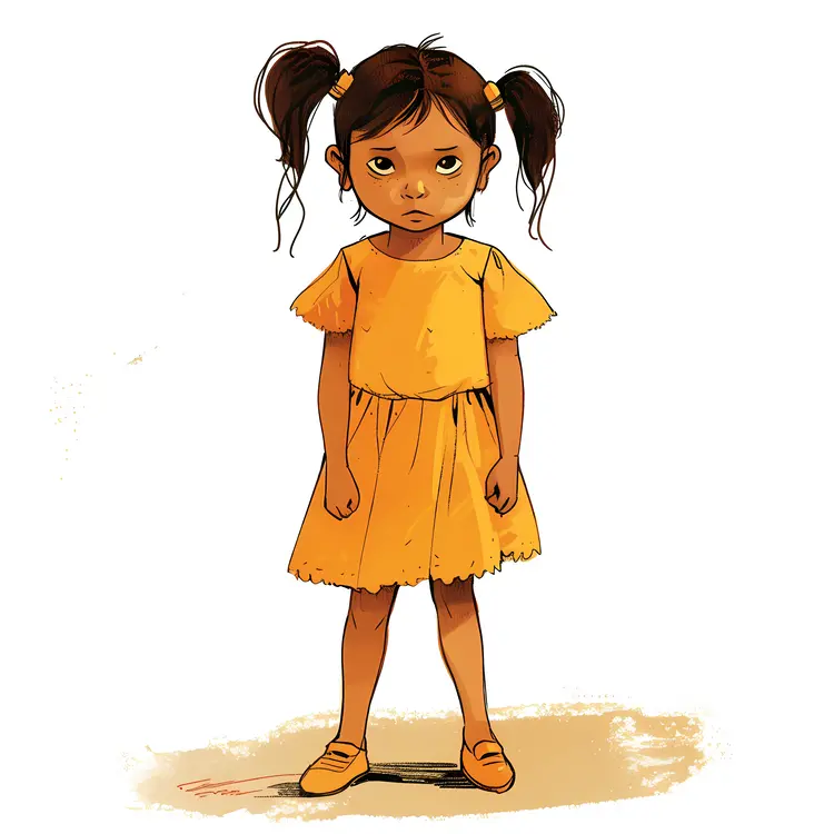 Serious Girl in Yellow Dress