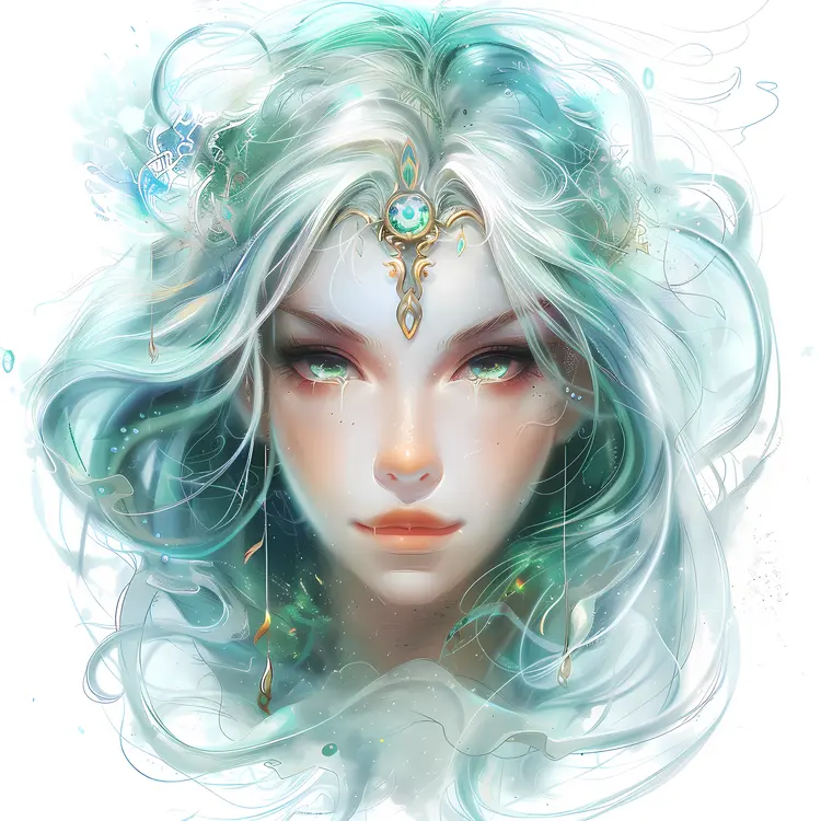 Ethereal Fantasy Woman with Silver Hair
