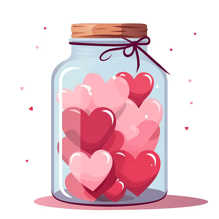 Heart Jar with Ribbon Illustration