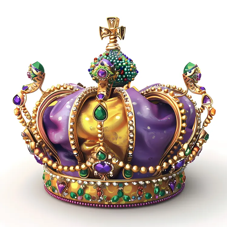 Exquisite Gold and Purple Crown with Jewels