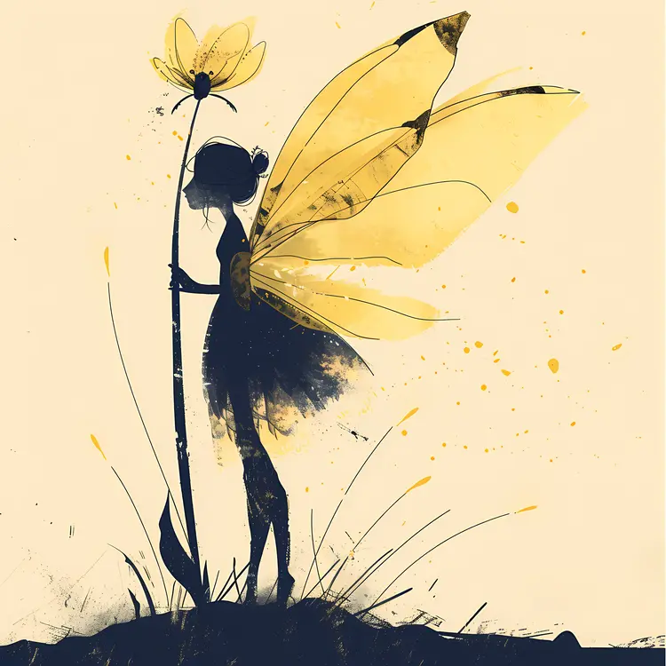 Yellow Fairy Holding a Flower