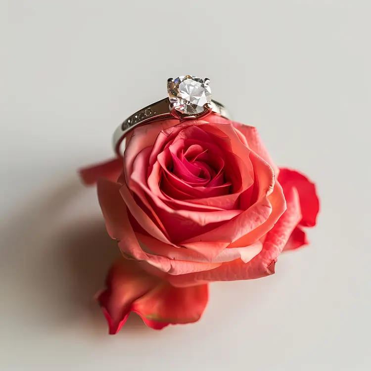 Red Rose with Diamond Ring Photo