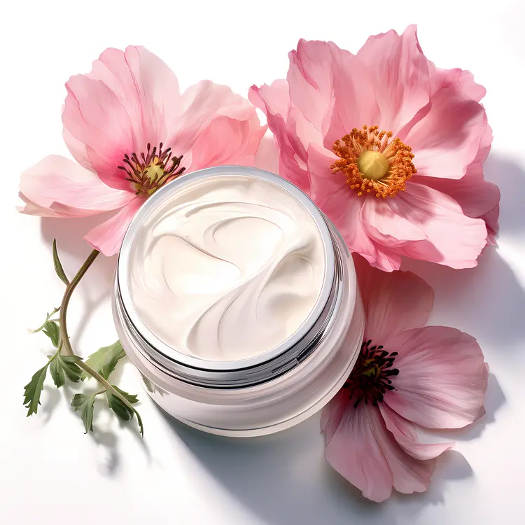 Cream Jar with Pink Flowers