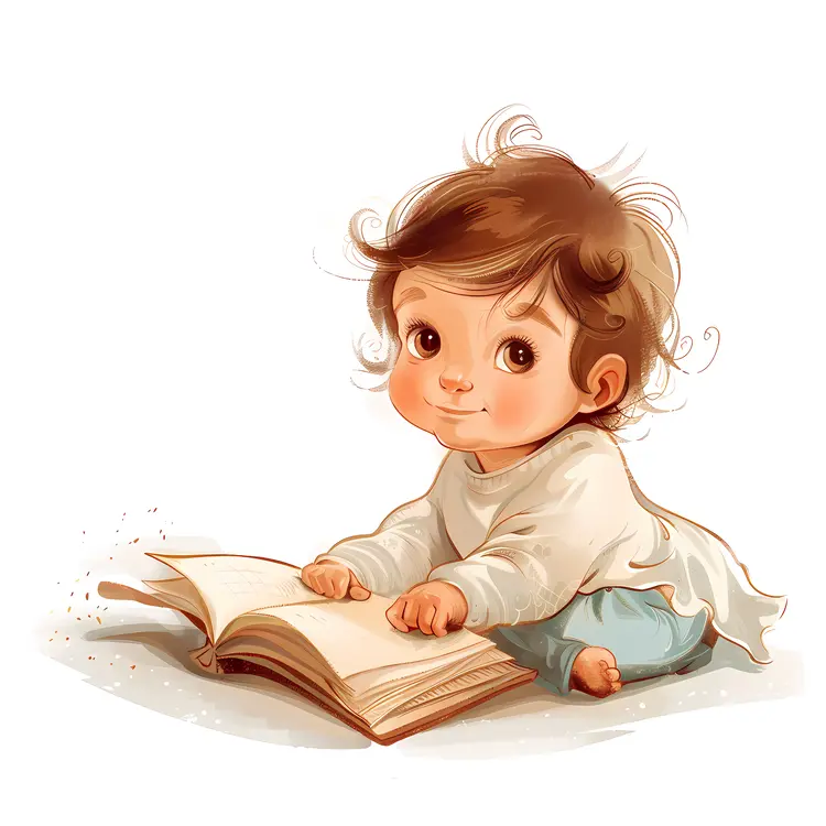 Cute Baby Reading a Book