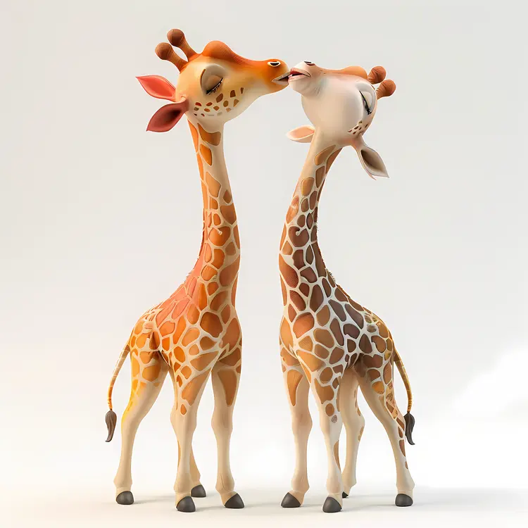 Cute Kissing Giraffes