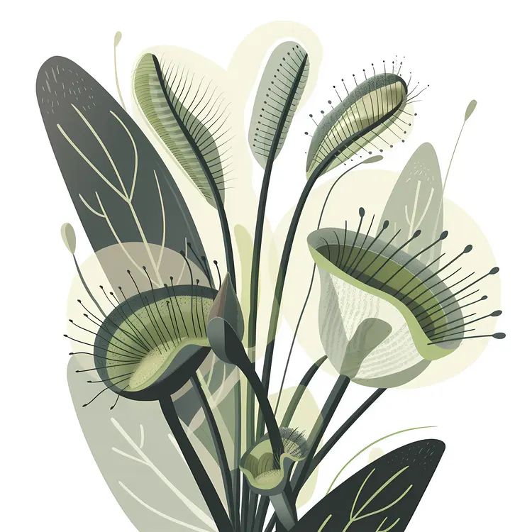Green Carnivorous Plants Illustration
