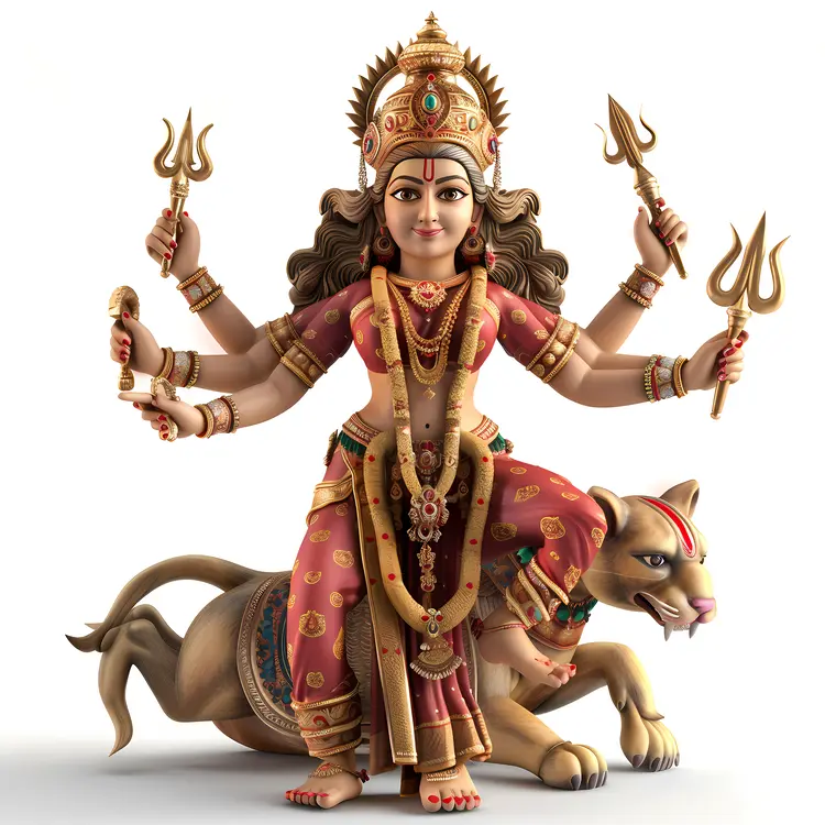 Goddess Riding a Lion