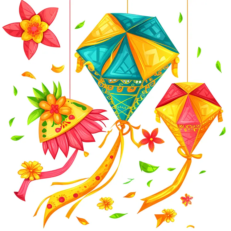 Decorative Kites with Flowers