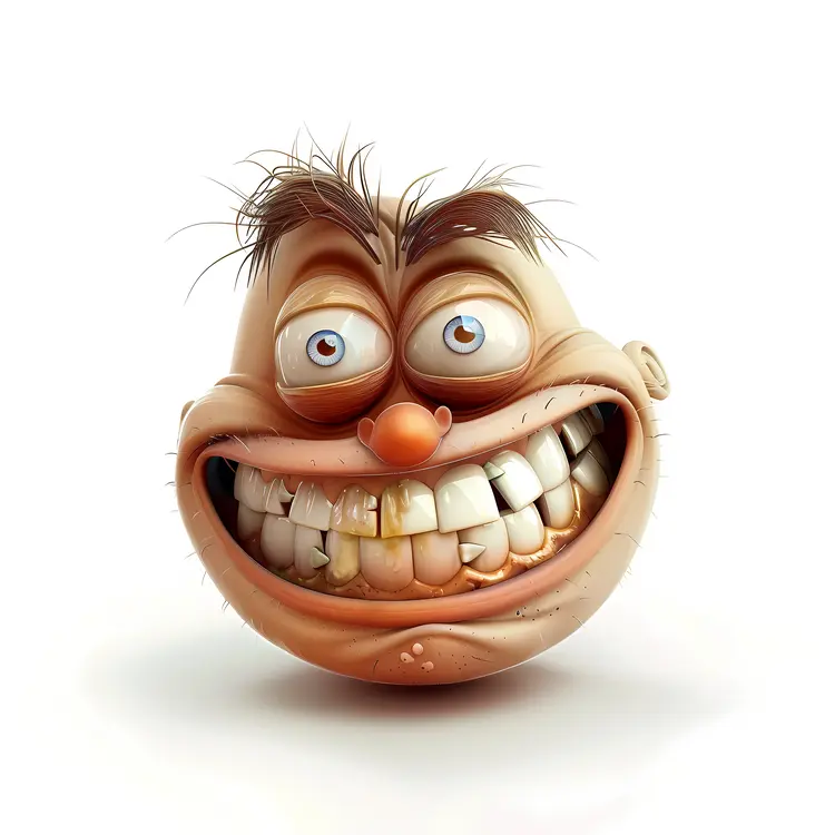 Funny Cartoon Face with Messy Hair