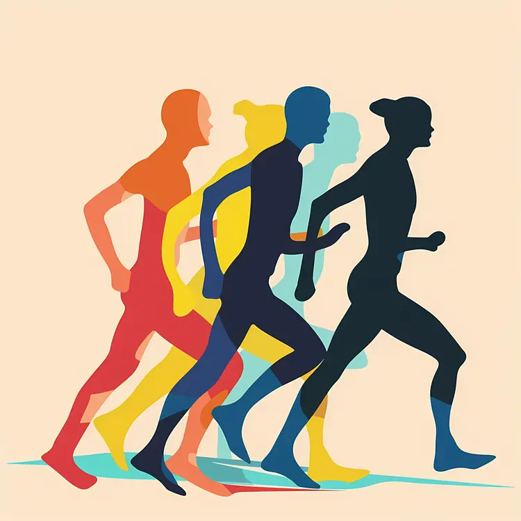 Colorful Silhouettes of Runners